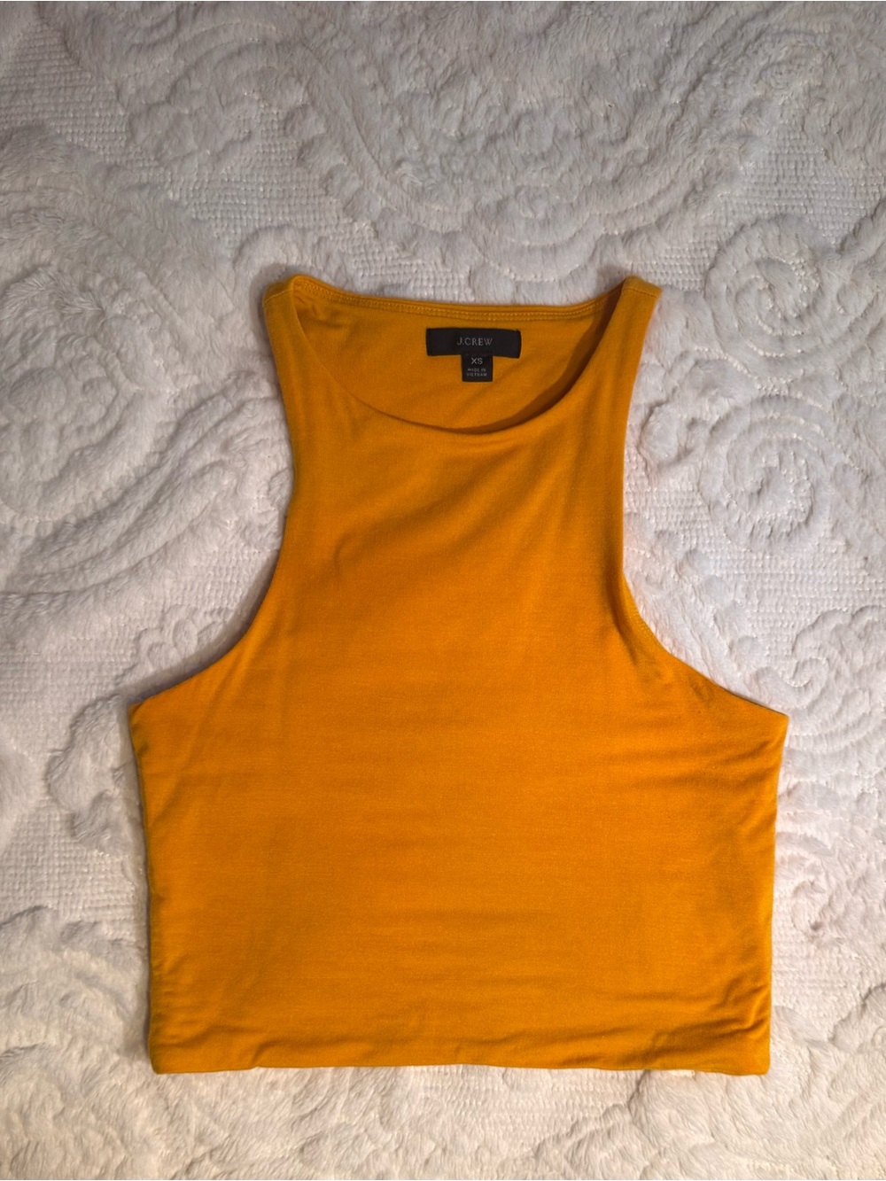 J. Crew Cropped Ribbed Tank in Mustard Gold